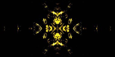 Sarı Fırçalı İpek. Isı kravat boyası deseni. Teğmen Soyut Yazdırma. Alev Çağdaş Boyalı. Siyah suluboya boya. Altın fırçalı malzeme. Uzay Kirli Sanat Kanvası. Koyu Etnik Süsleme.