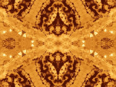 Kahverengi Tekrarlama Motifi. Yaratıcı kravat boyası. Altın suluboya baskı. Bokeh Suluboya Mürekkebi. Çöl Fırçası İpek. Sarı Graffiti Sanatı. Kağıt Yağ Kağıdı. Kırsal Grunge Arkaplanı.