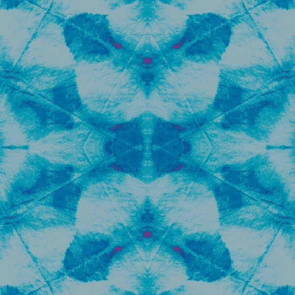 Cyan Tie Dye Batik Padrão Geada Laranja Repetição Geométrica Luz — Fotografia de Stock