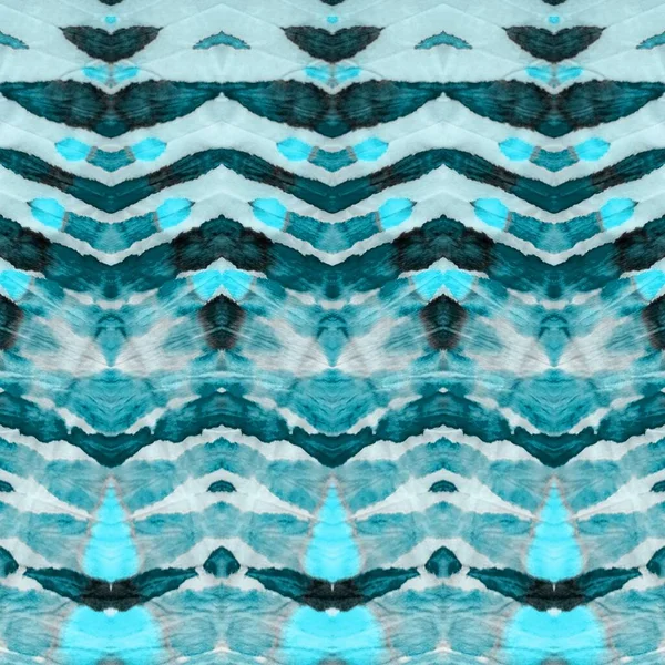 Blue Blue Tie Dye Design Mare Inverno Zigzag Stampa Acquerello — Foto Stock