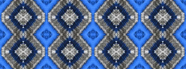 White Tie Dye Art Blue Zigzag Motif Azure Dirty Art — Fotografia de Stock