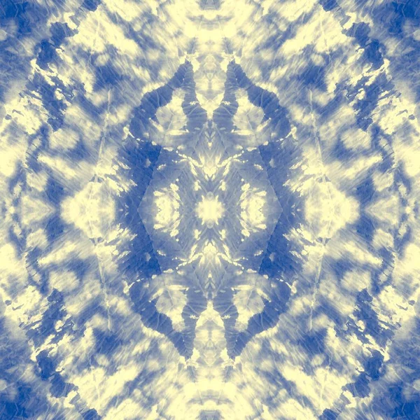Mavi Kravat Boyası Gökyüzü Geometrik Sembolü Sarı Boyalı Kirli Sanat — Stok fotoğraf