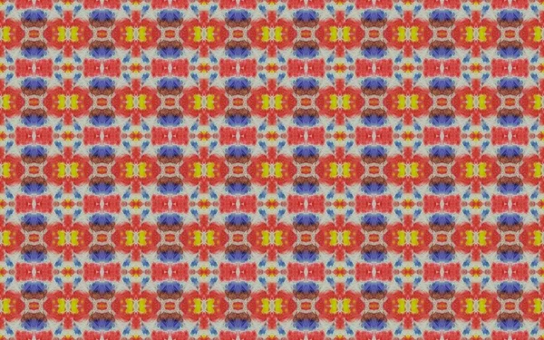 Aquarelle Geometric Flower Floor Ethnic Batik Tile Colored Moroccan Floral — Stockfoto
