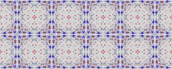 概要幾何学的花Boho インドのカトレフォイルのテクスチャ 民族バティックタイル 花色印刷 トルコ民族ボボ バティック カラーモロッコモザイクプリント 新生幾何学模様の床 — ストック写真