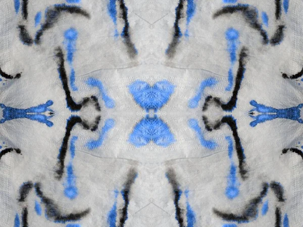 Naadloze Mark Etnische Aquarel Zwarte Textuur Blauwe Streep Effect Bind — Stockfoto
