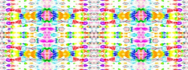 虹の効果を洗う 地理マルチカラーレインボードロップ ポルカ ボヘミアン ホワイト パターン 水墨模様 絞り染めラインシームレスなデザイン ドットカラーブラシ アート — ストック写真