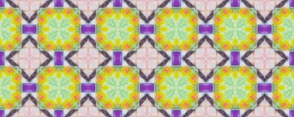 American Geometric Pattern Floor Turkish Geometric Flower Boho Colored Aquarelle — Stockfoto