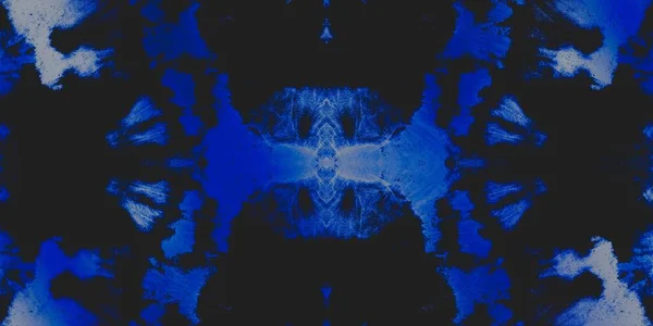 Denim Tie Dye Art Blue Ornamental Tile Night Stain Space — Stock Photo, Image