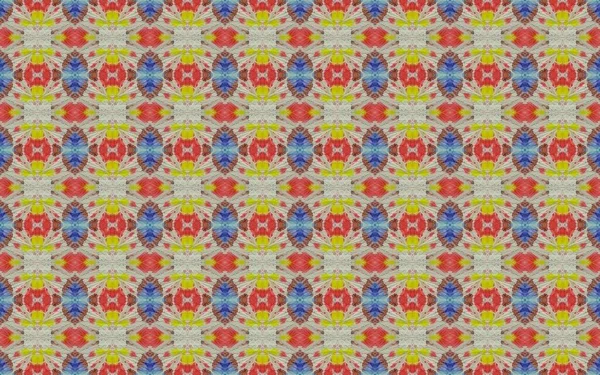Indonesian Geometric Pattern Boho Spanish Geometric Flower Print Colored Morocco —  Fotos de Stock