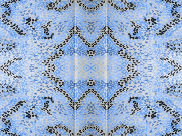 Art Blue Color Shibori Spot Linje Bindfärgning Upprepa Spot Abstrakt — Stockfoto