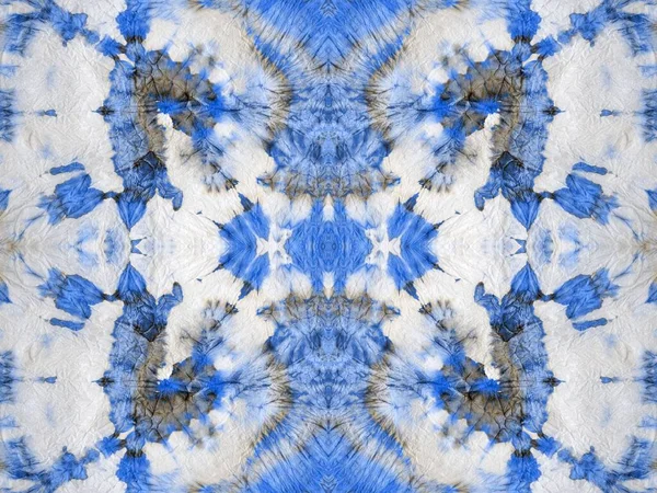 Blå Abstrakt Märke Geo Geometric Tye Dye Blot Svart Bohemisk — Stockfoto