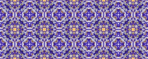 Oriental Geometric Batik Print Colored Watercolor Mosaic Tile Spanish Geometric — Stockfoto