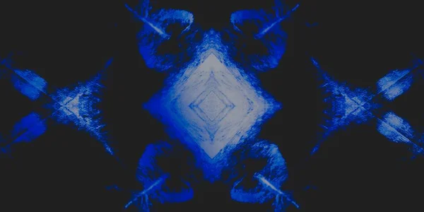 Arte Tingida Étnica Nocturna Chevron Geométrico Azul Espaço Negro Fundo — Fotografia de Stock