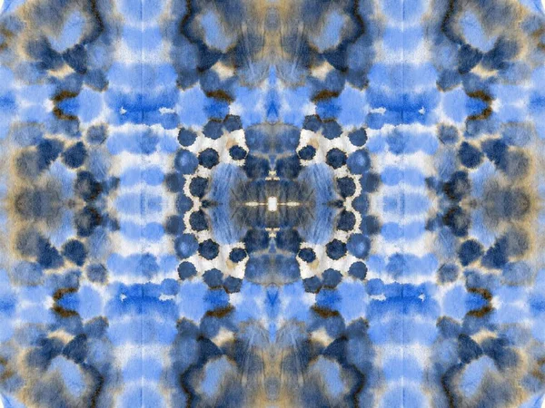 Line Art Pattern Tie Dye Blue Naadloze Stroke Inkt Bloemenvlek — Stockfoto