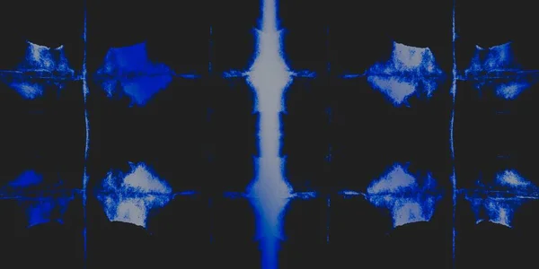 Beyaz Kravat Boyası Çizgileri Mavi Geometrik Döşeme Kara Karlı Grunge — Stok fotoğraf