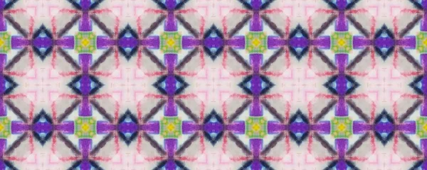 Portuguese Geometric Batik Print Colored Abstract Mosaic Dye Ornate Rustic — Stock fotografie