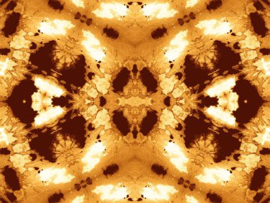 Sarı Geometrik Süsleme. Kravat boyası baskısı. Ochre Suluboya Mürekkebi. Çay Soyut Doku. Hayvan yağı fırçası. Kahverengi Modern Boyalı. Parlak Kağıt Boyası. Kahve Kirli Arkaplan.