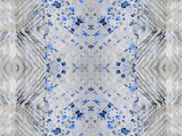 蓝色无缝点 艺术几何丙烯酸滴 艺术条带刷 领带染料灰色无缝制的自然 Geo Creative Abstract Splat 灰色领带 微妙的水彩带纹理 — 图库照片