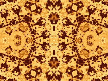 Sarı Kabile Kusursuz. Dye Batik 'i bağla. Ochre Soyut Doku. Folk Soyut Yazıcı. Hasarlı Kağıt Boyası. Altın Graffiti Tarzı. Krep yağı fırçası. Kahve Grunge Arkaplanı.