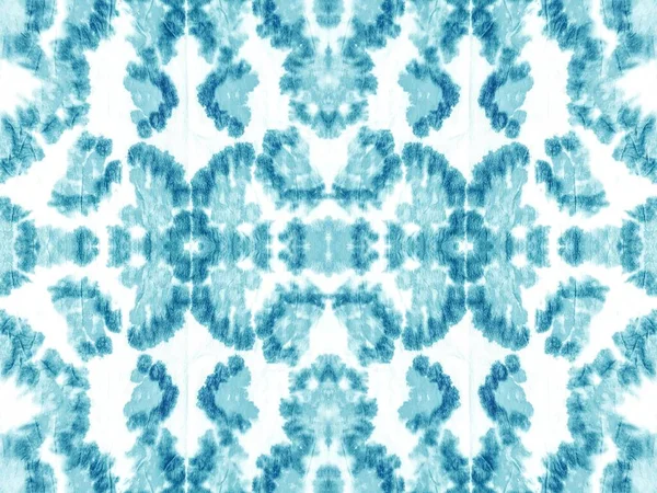 Art Aquamarine Shibori Spot Aquarelle Étnica Respingos Cor Efeito Corante — Fotografia de Stock