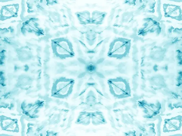 薄荷墨水图案 Aqua Tie Dye Canvas 湿透创意无缝隙 液体几何光纹理 艺术色彩刷 蓝色摘要标记 Geo — 图库照片