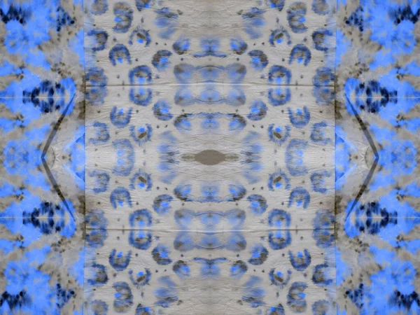 Blauw Abstract Teken Kunstkleur Borstel Etnische Boheemse Water Patroon Geo — Stockfoto