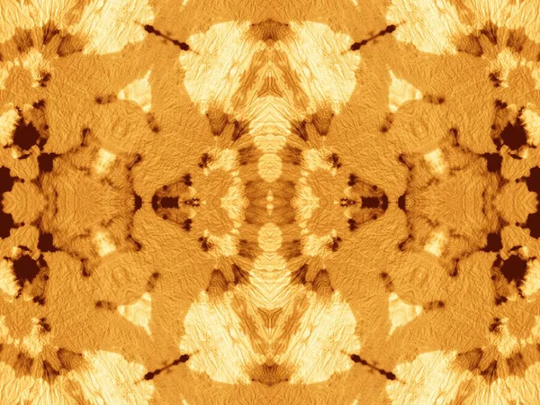 Ochre Repeating Pattern Tie Dye Batik Textura Abstracta Marrón Papel — Foto de Stock