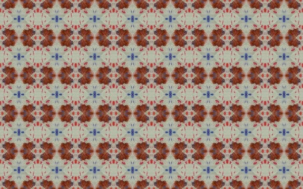 Bohemian Geometric Pattern Print Colored Floral Tile Tribal Seamless Batik — Stock fotografie