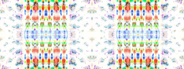 タイ染料ソフトアブストラクト花 インクの色の形 アートクリエイティブシームレスブラシ 民族の水道網 地理幾何学的なタイダイスポット ライン レインボー キャンバス 略称はマーク 線ドットパターン — ストック写真