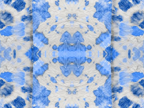 Blauwe Naadloze Mark Subtiele Geometrische Witte Splotch Inkt Aquarel Tye — Stockfoto