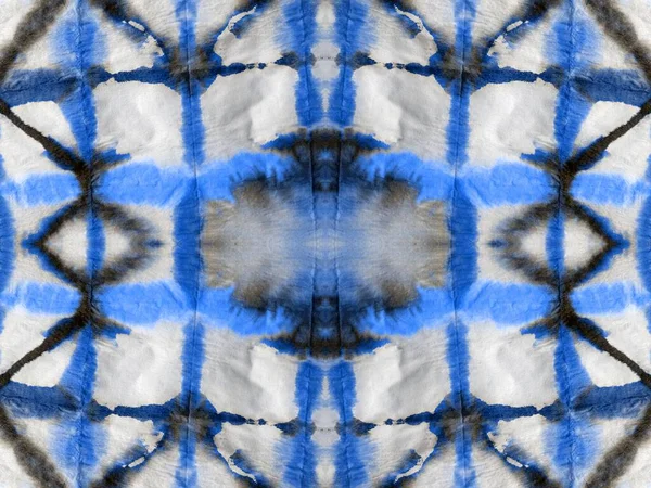 Blauwe Abstracte Vlek Wasstreep Doek Zwarte Geometrische Streep Splotch Geo — Stockfoto