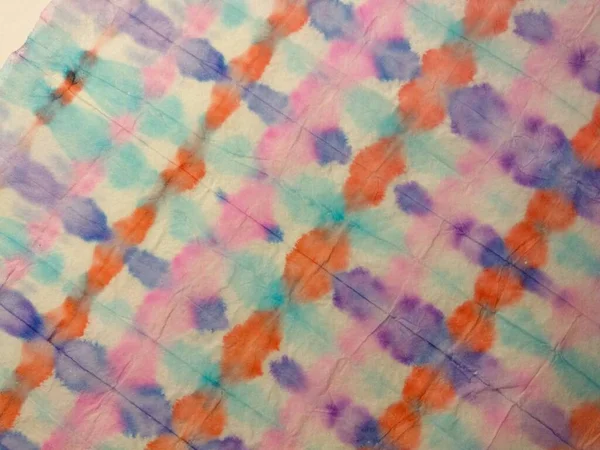 Tie Dye Line Abstracte Aquarel Blauwe Streep Ikat Patroon Rode — Stockfoto