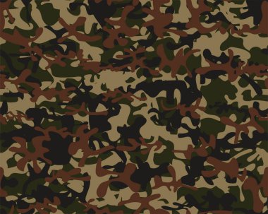 Kamuflaj ve yeşil çimlerle kusursuz desen. vektör illüstrasyonu.