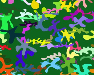 Elle çizilmiş kamuflaj elementleriyle kusursuz bir desen..