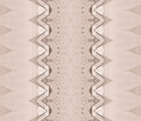 Beżowy Ziarnisty Tekstylny Brązowy Druk Plemienia Ręka Morska Zig Zag — Zdjęcie stockowe