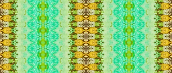 Goud Herhaal Borstel Bruine Handstreep Gele Kleurstof Batik Groene Etnische — Stockfoto