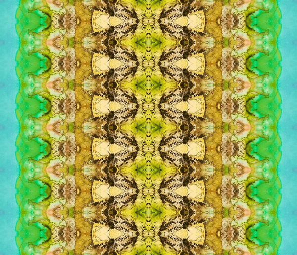 Guldbläck Batik Blå Batik Färgämnet Brown Ink Abstract Gröna Färgade — Stockfoto