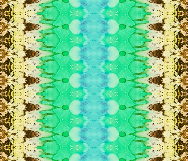 Syrabohemisk Textil Guldbläckborste Blå Färg Akvarell Brun Batik Bläck Brunkornsfärg — Stockfoto
