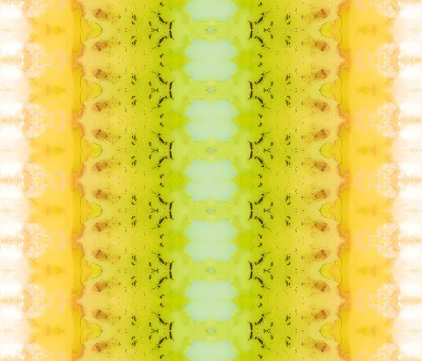 Zielone Cygańskie Streszczenie Żółty Odcisk Tuszu Złota Farba Plemienna Tekstura — Zdjęcie stockowe