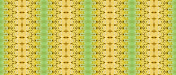 Ácido Batik Étnico Tinte Amarillo Dorado Textura Mano Verde Pintura — Foto de Stock