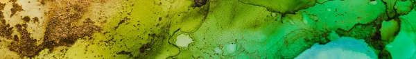 黄金酒精水墨大理石 Neon Art Paint 绿色酒精墨水彩画 黄色渐变背景 Geode Elegant墨水纹理 豪华抽象模板 蓝色水彩画 — 图库照片