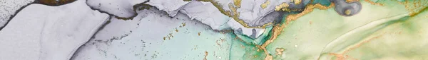 Мрамор Неоновой Воды Роскошная Абстрактная Живопись Золотая Чернила Зеленый Цвет — стоковое фото