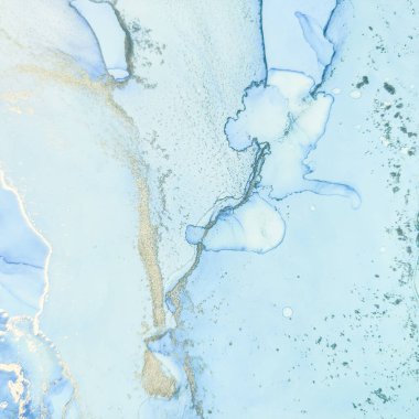 Folyo Su Boyası Mermeri. Mavi Mermer Suluboya. Foil Soyut Arkaplan. Altın Sanat Boyası. Parlak Su Rengi Arkaplanı. Lüks Alkol Mürekkebi Mermeri. Akışkan Şablon. Modern Soyut Şablon.