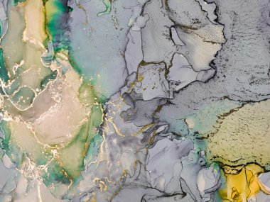 Mavi Alkol Mürekkebi Mermeri. Altın Sanat Boyası. Yeşil Su Rengi Arkaplanı. Mavi Mermer Arkaplan. Altın rengi mermer. Lüks Soyut Ressamlık. Mor Soyut Suluboya. Akıcı Zarif Doku.