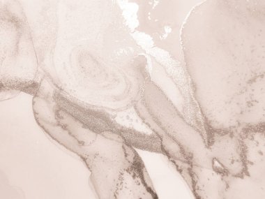 Altın Kahverengi Mermer. Metal Soyut Arkaplan. Kahverengi ışık deseni. Alkol Mürekkebi Işık Arkaplanı. Modern Soyut Boyama Kahverengi Mermer Arkaplan. Beyaz mürekkep boyası. Parıldayan Alkol Mürekkebi Mermeri.