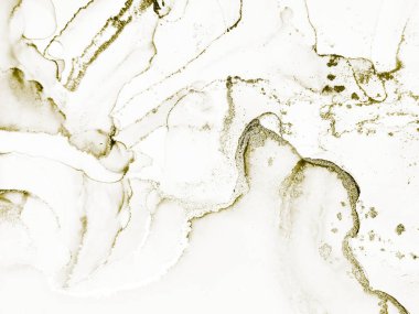 Altın rengi Grunge. Su Boyası Arkaplanı. Parlak Altın Arkaplan. Akışkan Şablon. Beyaz Parıltı Arkaplanı. Hafif Alkol Mürekkebi Parıltısı. Altın Işık Lüks Boyama. Altın Sanat Boyası.