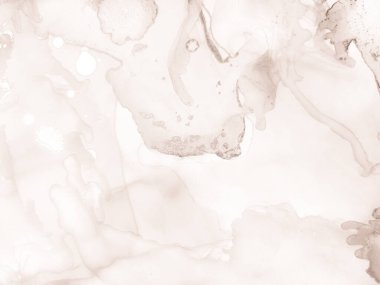 Parlak Alkol Mürekkebi Mermeri. Kahverengi mürekkep boyası. Altın Kahverengi Tuval. Beyaz Mermer Arkaplan. Kahverengi Açık Doku. Kahverengi Renkli Zarif Arkaplan. Parlak Soyut Boyama Işık Doğulu Arkaplan.