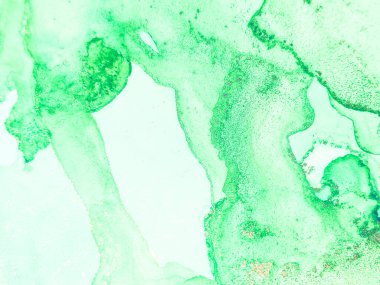 Altın Alkol Mürekkebi Mermeri. Altın Su Renk Tablosu. Parlak Sulu Suluboya. Lüks Soyut Ressamlık. Yeşil Mermer Suluboya. Folyo Sanat Boyası. Altın Derece Arkaplan. Jeot Zarif Doku.