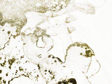 Altın rengi Grunge. Beyaz Parıltı Arkaplanı. Altın beyazı altın boyama. Tahıl Alkol Mürekkebi Grunge. Parlak Altın Arkaplan. Açık Beyaz Şablon. Altın mürekkep boyası. Su Rengi Arkaplanı.