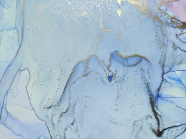 Folyo Su Boyası Mermeri. Mavi Mermer Arkaplan. Pembe Yağlı Boya. Altın Soyut Suluboya. Parlak Alkol Mürekkebi Arkaplanı. Beyaz Alkol Mürekkep Tablosu. Hafif Zarif Parıltı. Modern Soyut Şablon.